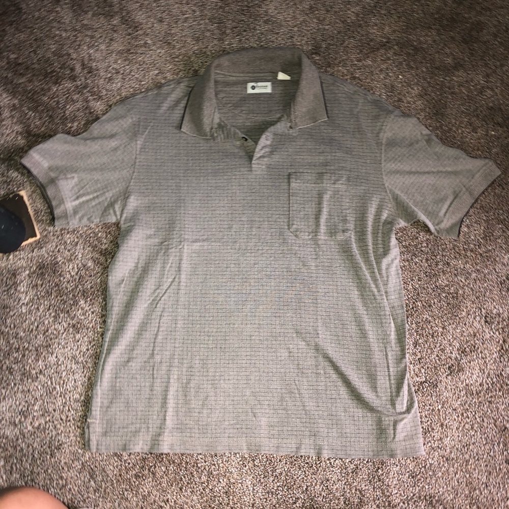 Haggar Men's Short-Sleeve Polo in beige & black